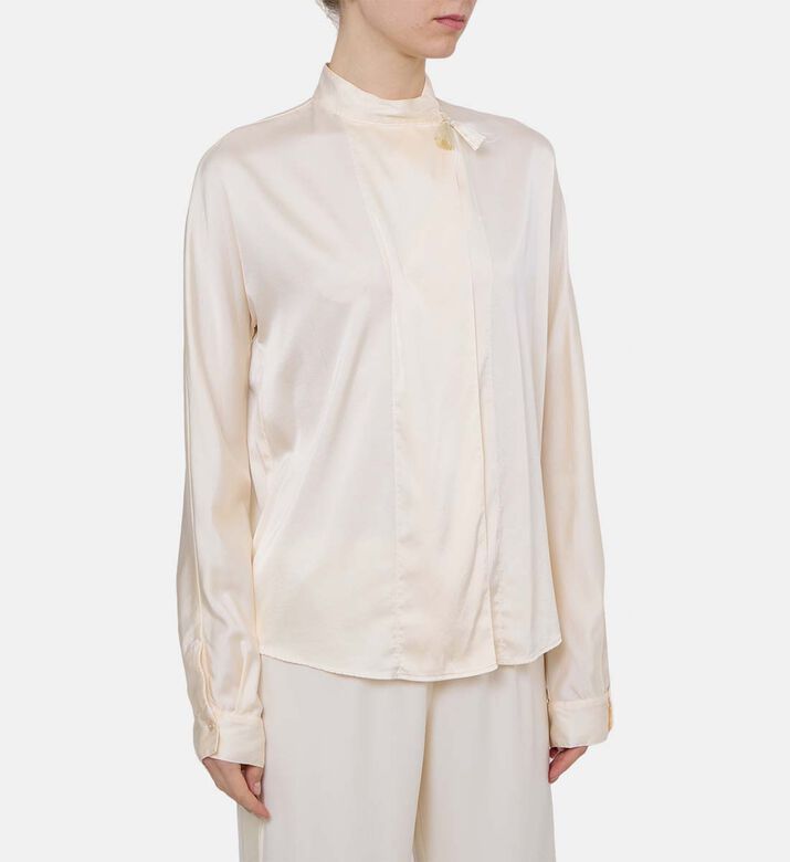 بلوزة كيمونو بطيات ساتان مطاطي