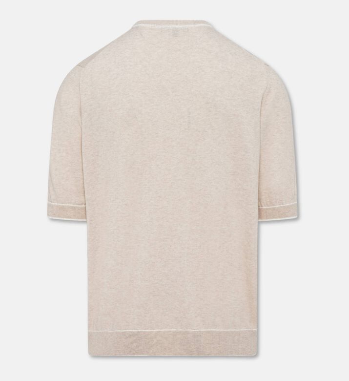 Carter and White Masha Contrast Piping T-shirt, Light-beige, M, Packshot View