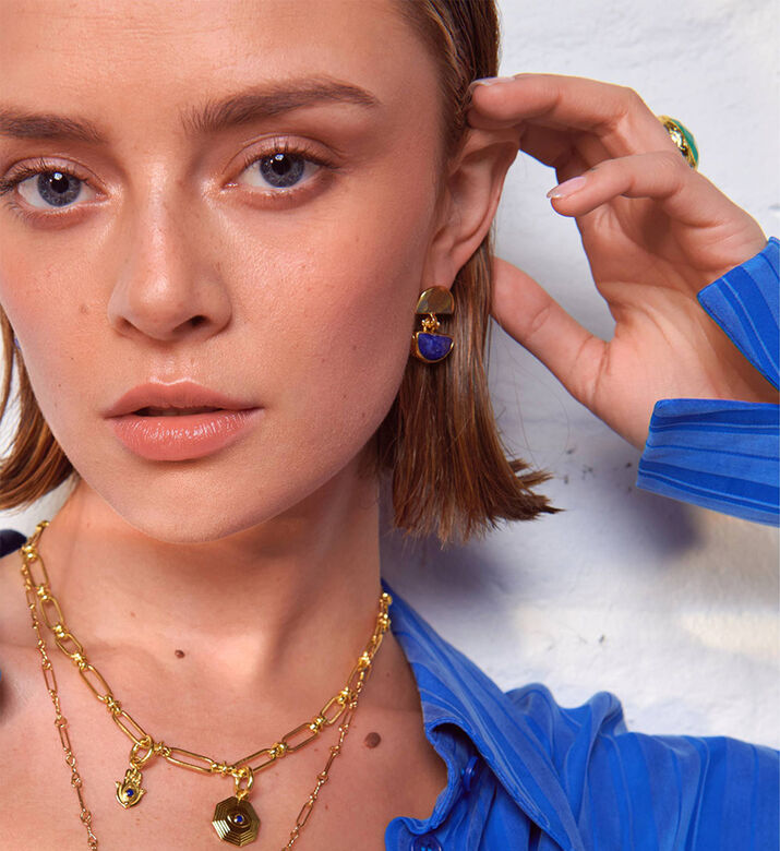 Ottoman Hands Earng Mina Lapis Stud, Packshot View Ottoman Hands Earng Mina Lapis Stud, Packshot View