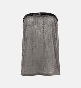 بلوزة غيلما معدنية مزينة بجلد