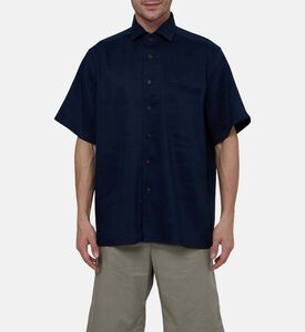 قميص بأكمام قصيرة بمزيج كتان