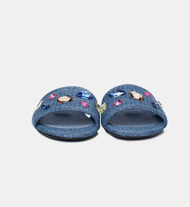 Anita Rhinestone Denim Slippers