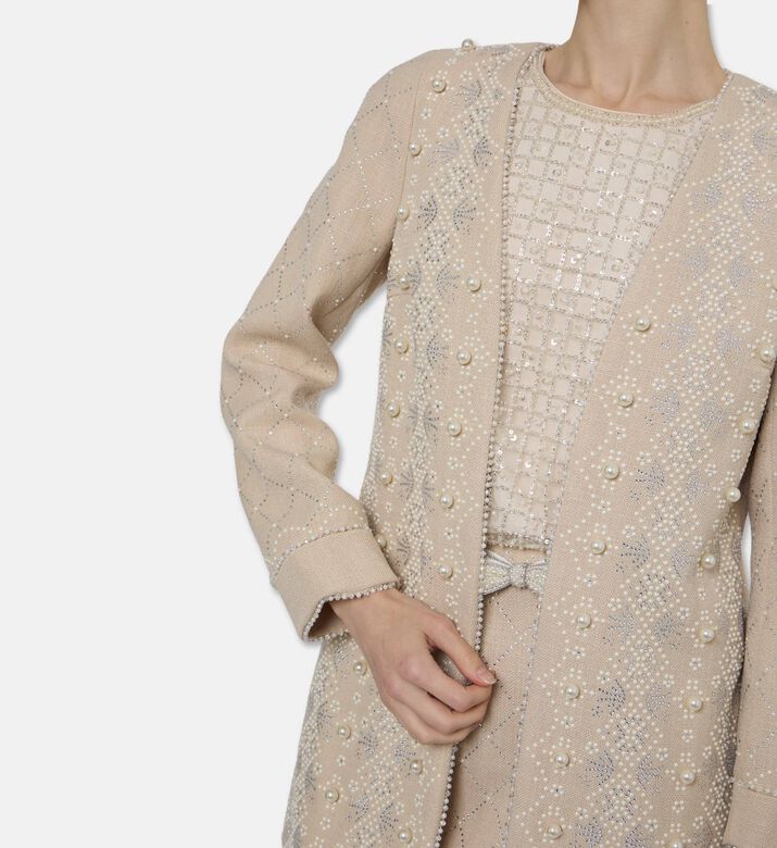 Edward Achour Paris Pearl Embroidery Coat, Model View
