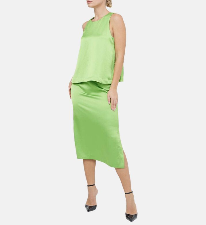 تنورة جيني من الساتان بفتحة جانبية