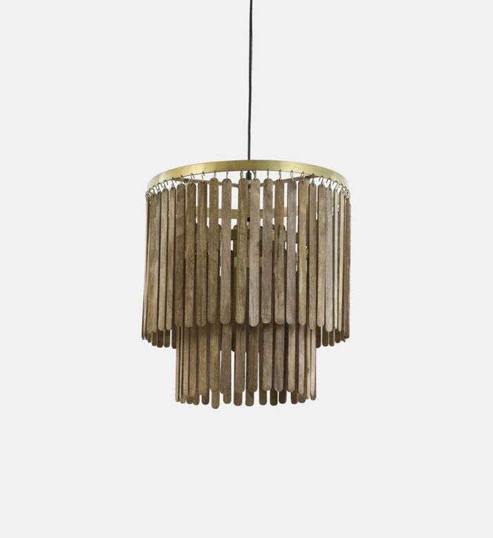 Light and Living Gularo D45 Wood Pendant Lamp, Brown, 45x45x43-cm, Packshot View