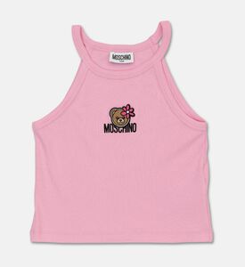 Moschino BKT Appliqu&eacute; Ribbed Tank Top, Pink, 8y, Packshot View