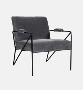 Home Deco and More Oppy Iron Velvet Arm Chair, Grey, Packshot View