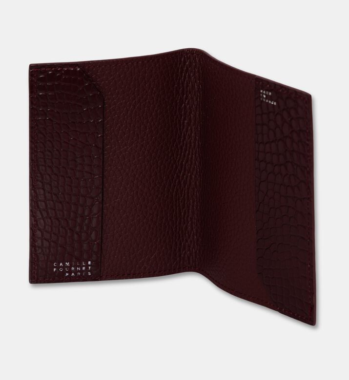 Camille Fournet Pebbled Leather Passport Holder, Burgundy, Packshot View