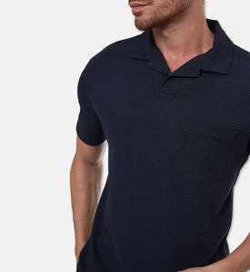 Vince Textured Dark Knit Short-sleeve Polo, Model View