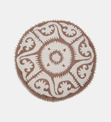 Hackney Handloom Pompom Embellished Pouf 60x20 Cm
