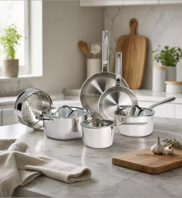 Tramontina Stainless Steel 9-piece Cookware Set, Model View