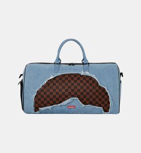 حقيبة دافل بنمط مربعات بفم قرش