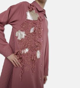 Dalia Al Azem Gold-leaf Appliques Maxi Shirt Dress, Model View