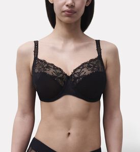 Chantelle Embroidered Underwire Full-coverage Bra, Black, 90, C, Model View