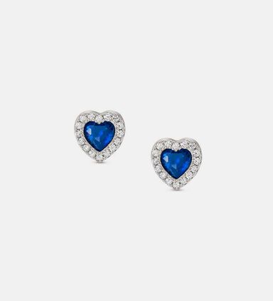 All My Love Heart Blue Cubic Zirconia Silver Earrings