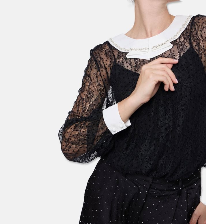 The Kooples Lace Detail Long-sleeve Top, Model View