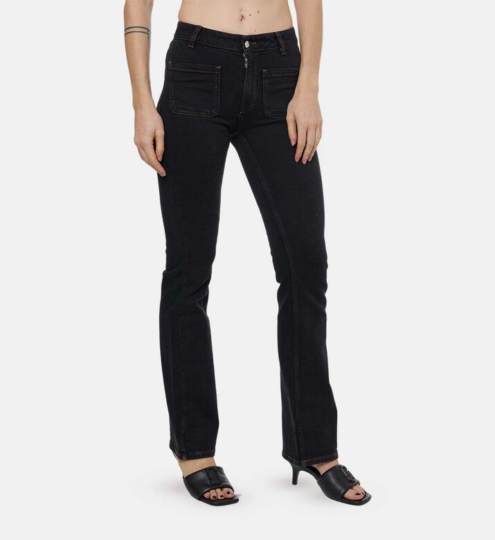 Front Patch Pockets High-waist Flared Jeans