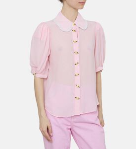 قميص بصف أزرار بتصميم زهرة