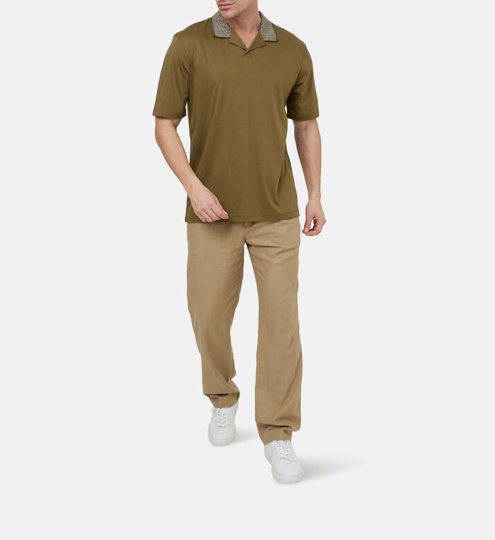 Mélange Contrast Collar Polo Shirt