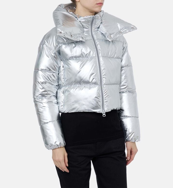 Save the Duck Metallic Cropped Long-sleeve Jacket, Model View