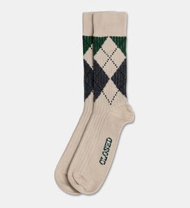 Closed Argyle Knit Socks, Cream, L, Packshot View