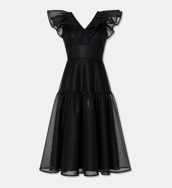 Poca and Poca Ruffled Mesh Sleeveless Midi Dress, Packshot View