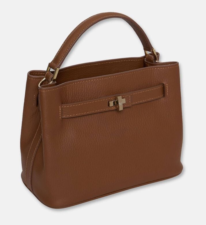 Maya.M Cognac Pebbled Leather Satchel, Terracotta, Packshot View