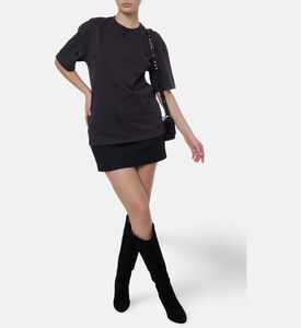 Ganni Rhinestones-embellished Crewneck T-shirt, Model View