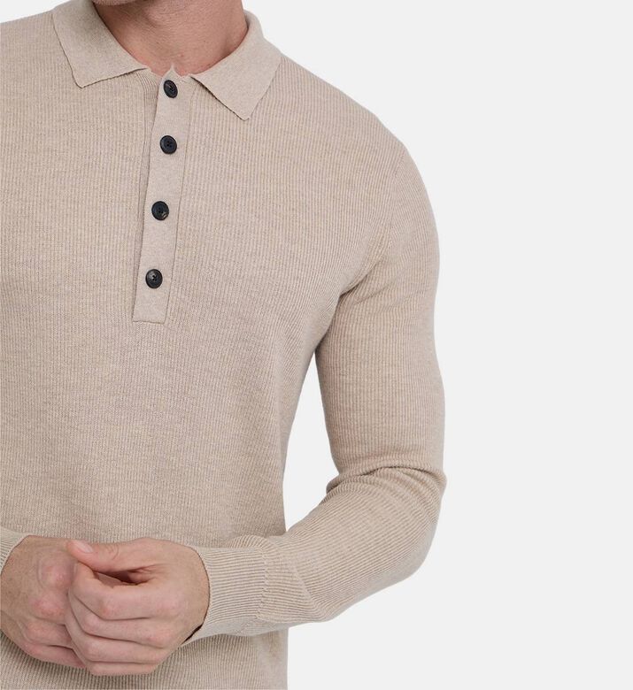 Knit Long-sleeve Polo Shirt