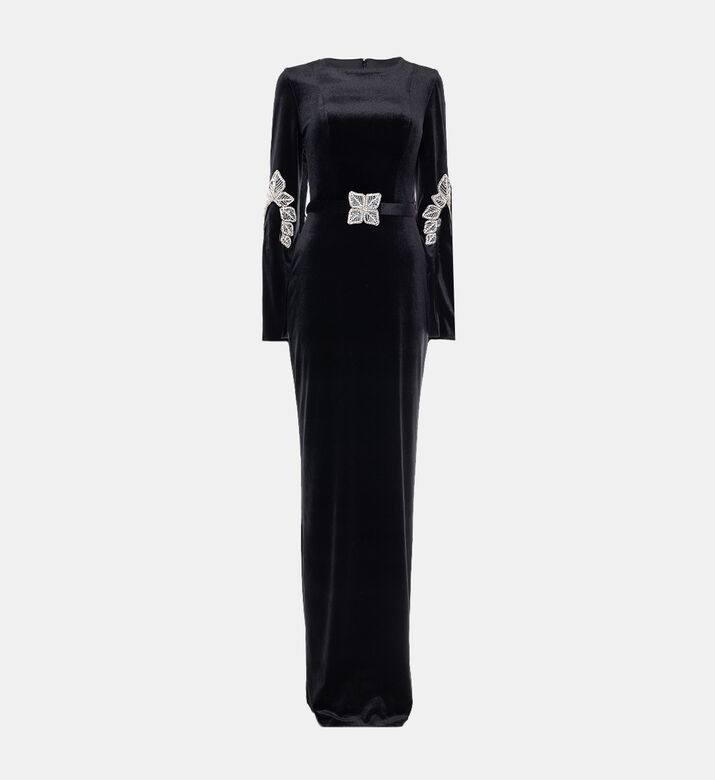 Velvet Butterfly-embellishments Maxi Gown