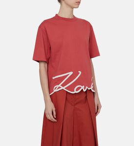 تيشيرت قصير الأكمام بتطريز شعار