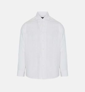 قميص من قماش البوبلين بحاشية منحنية من الكتان