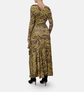 Ganni Zebra-print Long-sleeve Maxi Dress, Model View