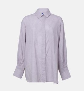 قميص طويل الأكمام شبه شفاف بصف أزرار