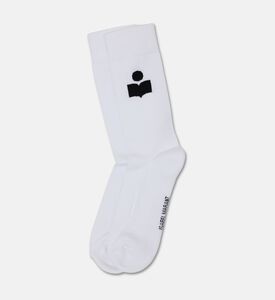 Marant Homme Siloki Logo Crew Socks, White, Packshot View