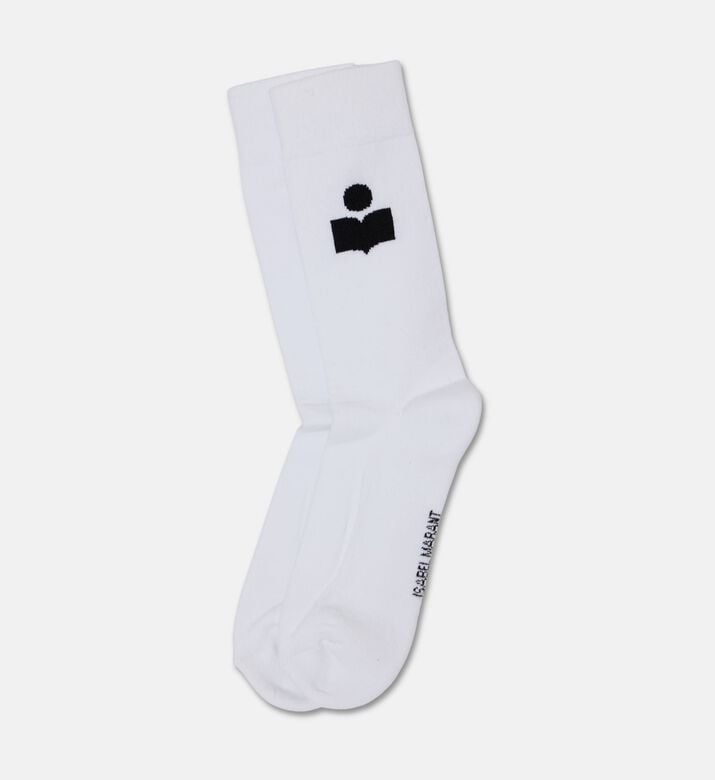 Marant Homme Siloki Logo Crew Socks, White, Packshot View
