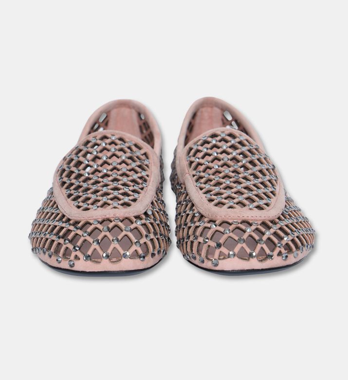 Lola Cruiz Crystal-stud Suede Loafers, Nude, Eu-38, Packshot View