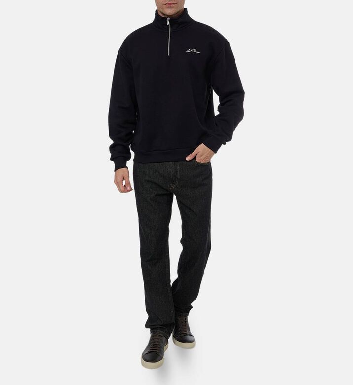 Les Deux Embroidered Half-zip Sweatshirt, Model View Les Deux Embroidered Half-zip Sweatshirt, Model View
