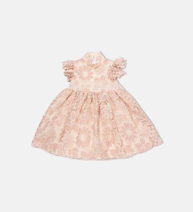 Lace Ruffle Sleeve Flared Dress