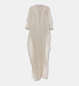By Febe Sheer Linen Pearl Embellishment Abaya, Packshot View