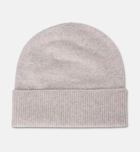 Galeries Lafayette Rib-knit Turn-up Beanie Hat, Beige, Fs, Packshot View