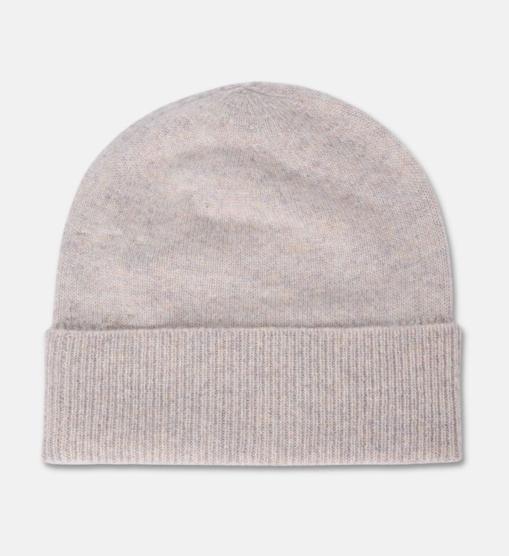 Galeries Lafayette Rib-knit Turn-up Beanie Hat, Beige, Fs, Packshot View