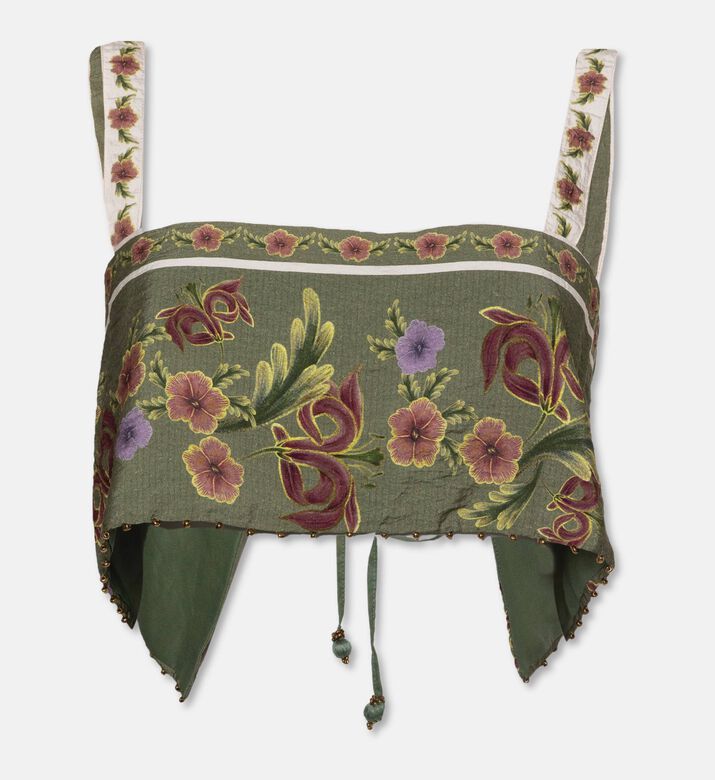 Agua Bendita Tropical Floral Square Neck Crop Top, Packshot View