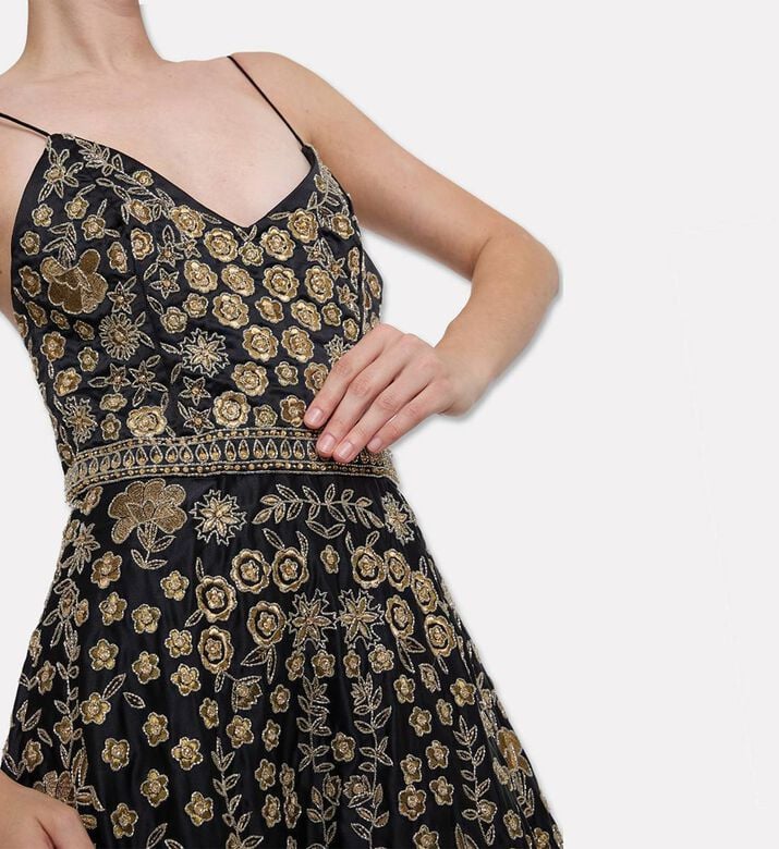 Alice and Olivia All-over Floral-print Flared Dress, Model View