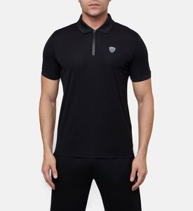EA7 Zippered Collar Logo Polo Shirt, Black, Xl, Model View