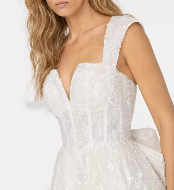 L Atelier Du Luxe Beaded Lace Embellished Gown, Model View