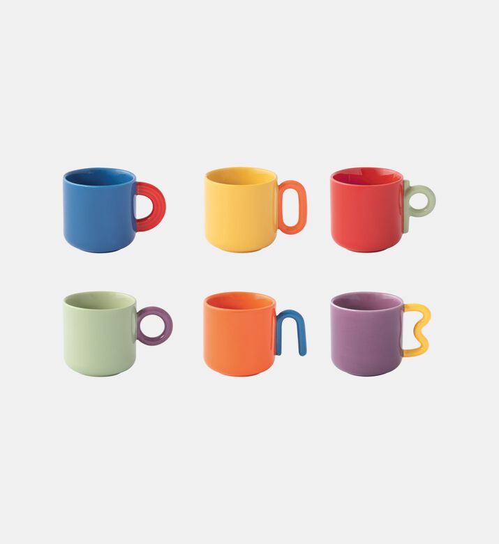 Colorful Porcelain 6-piece Coffee Cup Set