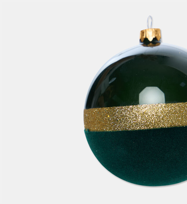 Home Deco and More Golden Band Christmas Ball, Green, Packshot View