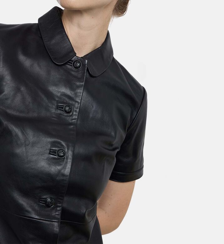 The Kooples Faux Leather A-line Mini Dress, Model View