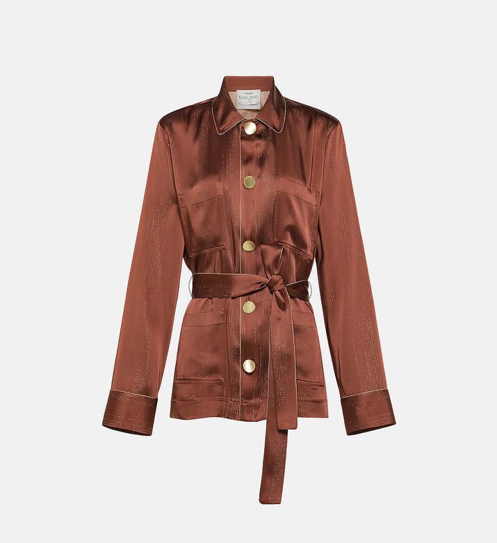 Satin Pinstriped Pajama Jacket